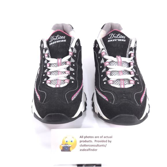 Skechers DLites Athletic Running Lace Up Shoe Womens Size 6.5 11617 Black White - Picture 2 of 9